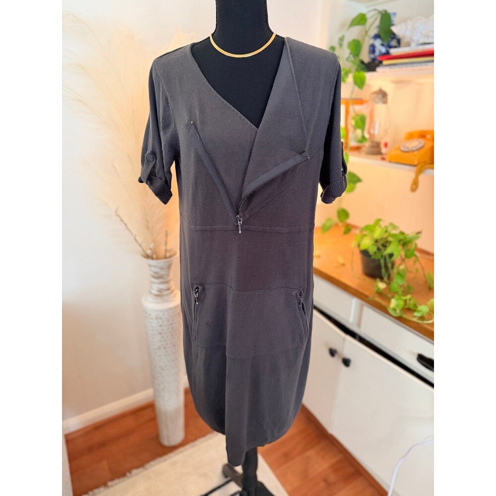 Cato charcoal grey size M sweater asymmetrical zip dress